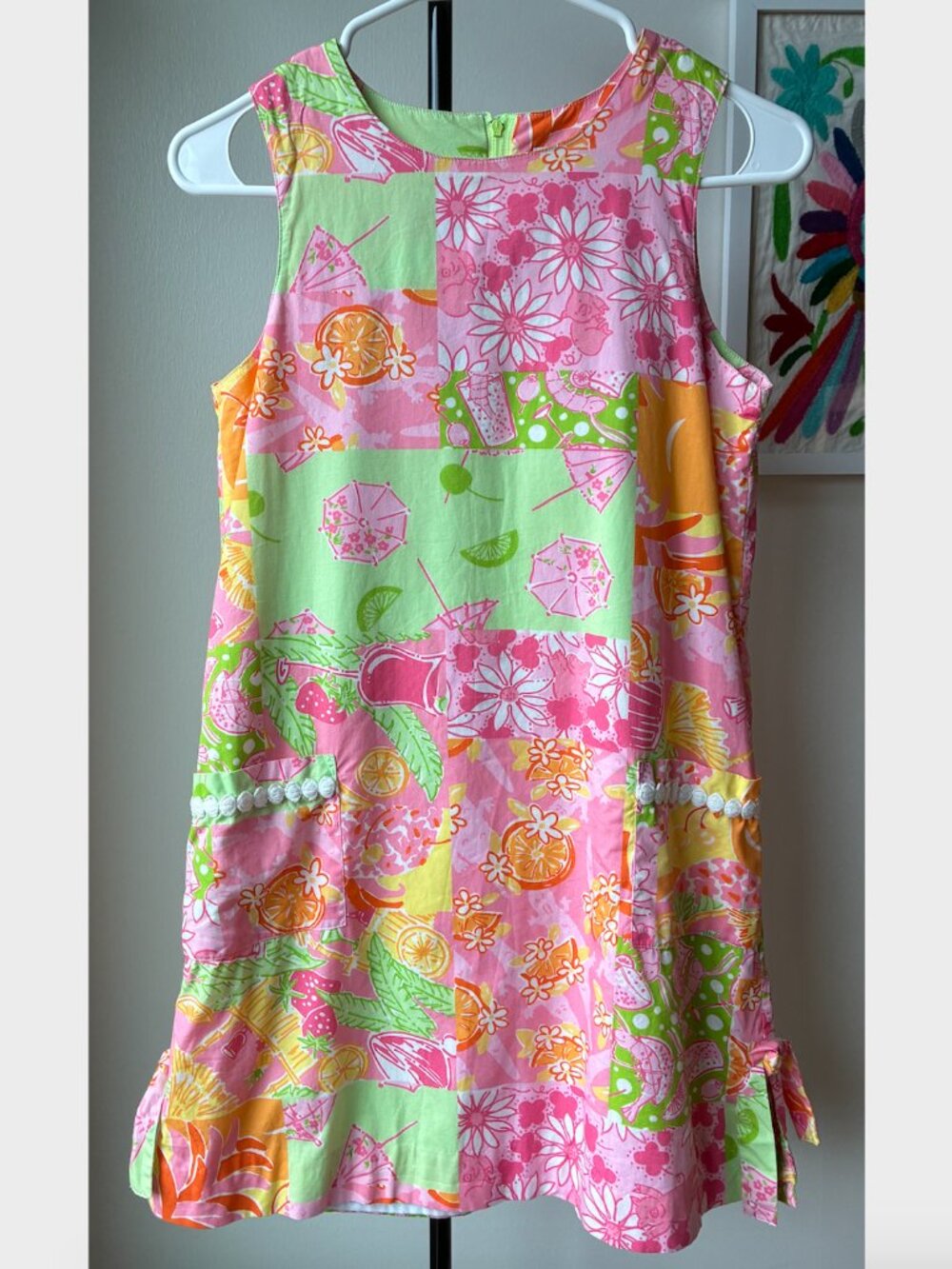 Lilly Pulitzer Vintage Shift Floral Patchwork Dress w/ Side Ties - Size 12